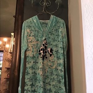 Long sleeve thin burn out shirt